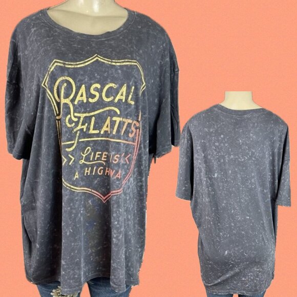 Rascal Flats +3 Gray Aged Life Is A Highway Band Graphic Cotton Short Sleeve Tee - Picture 1 of 6